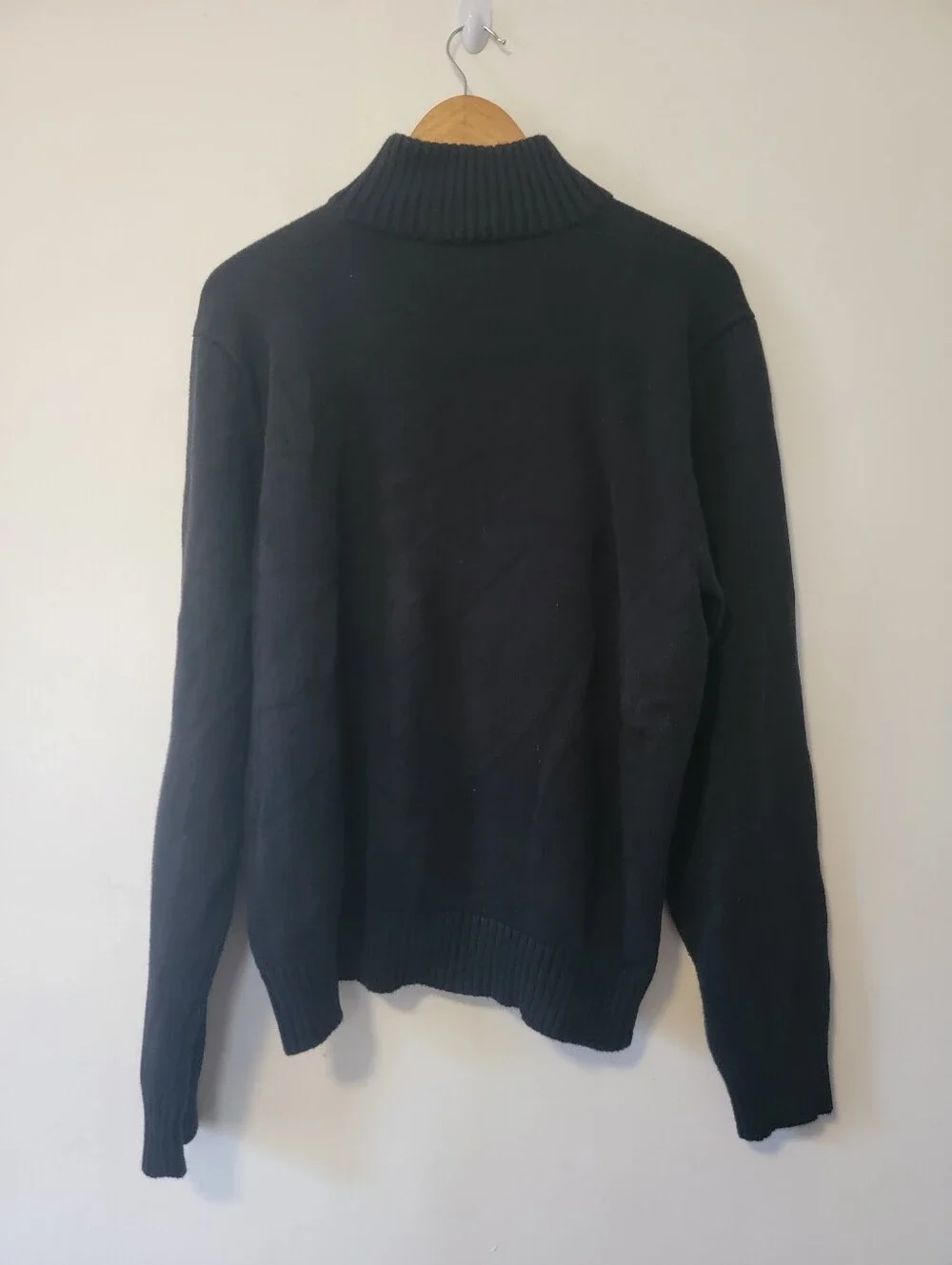 Ralph Lauren Black Half-Zip Sweater with Purple Pony